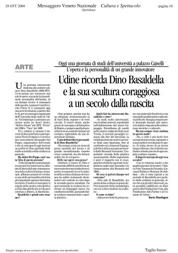 Udine ricorda Dino Basaldella e la sua scultura coraggiosa a un ...