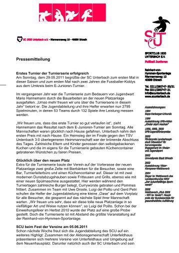 Pressemitteilung vom 29.05.2011 - SC Unterbach