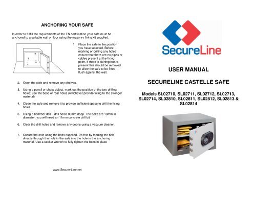 USER MANUAL SECURELINE CASTELLE SAFE - The Safe Shop