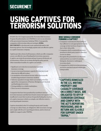 USING CAPTIVES FOR TERRORISM SOLUTIONS - Willis