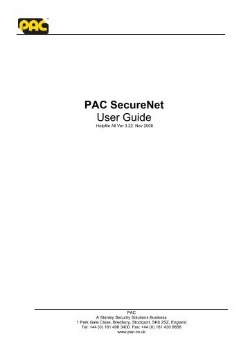 PAC SecureNet User Guide - Eurotech Security Systems PLC