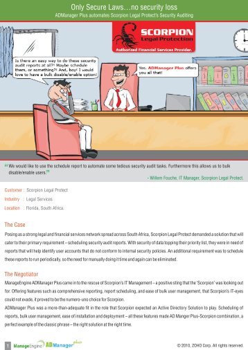 ADManager Plus automates Scorpion Legal ... - ManageEngine