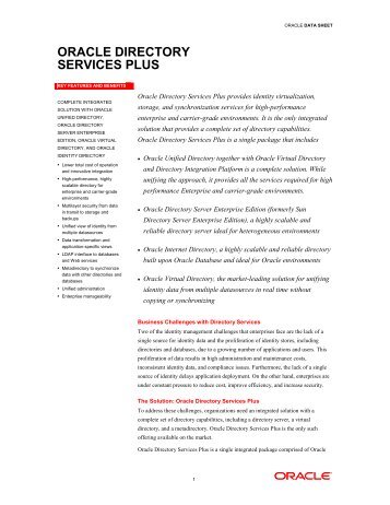 Oracle Directory Services Plus