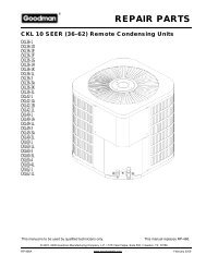 CKL 10 SEER (36-62) Remote Condensing Units - Goodman ...