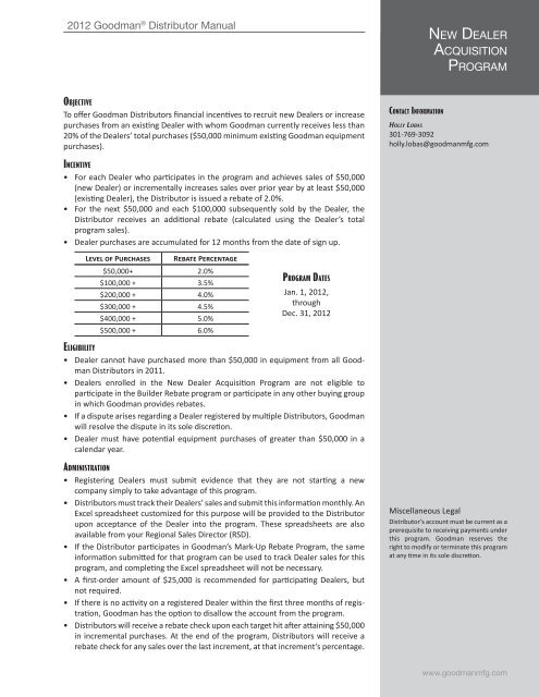 customer InFormatIon & total cost - Goodman Manufacturing