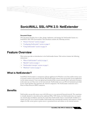 SSL VPN 2.5 NetExtender Feature Module - SonicWALL