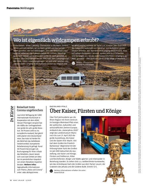 ADAC Urlaub November-Ausgabe 2020 Nordrhein