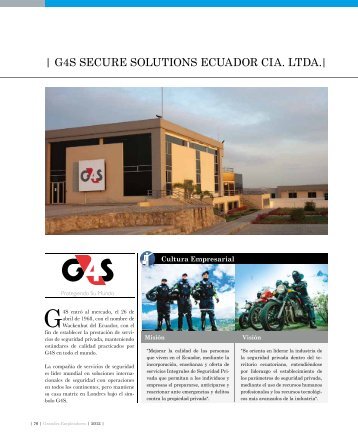 | G4S SECURE SOLUTIONS ECUADOR CIA. LTDA.| - Ekos Negocios