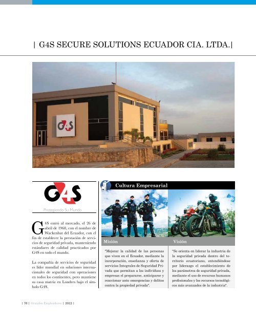 | G4S SECURE SOLUTIONS ECUADOR CIA. LTDA.| - Ekos Negocios