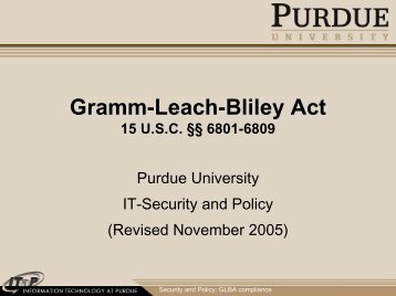 Gramm-Leach-Bliley Act - ITaP - Purdue University