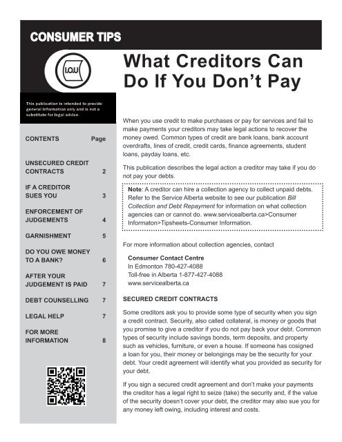 What Creditors Can Do If You Don't Pay - Service Alberta