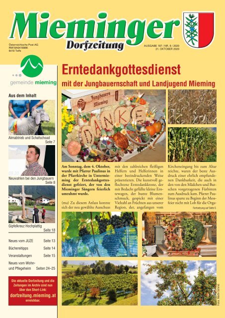 Mieminger Dorfzeitung Ausgabe Oktober 2020