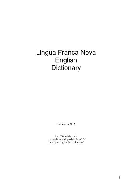 Franca Nova English Dictionary