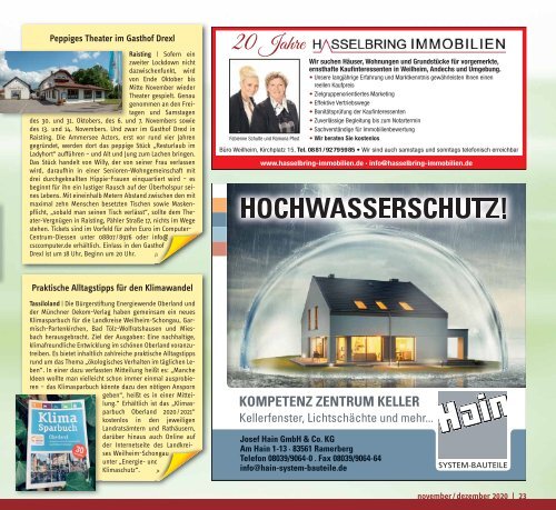 tassilo - das Magazin rund um Weilheim und die Seen - Ausgabe November/Dezember 2020