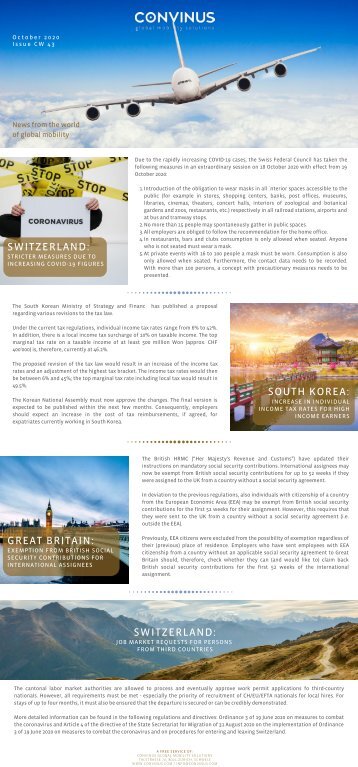 CONVINUS Global Mobility Alert CW 43_2020_english