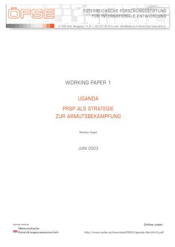 Uganda. "PRSP" als Strategie zur Armutsbekämpfung - ÖFSE