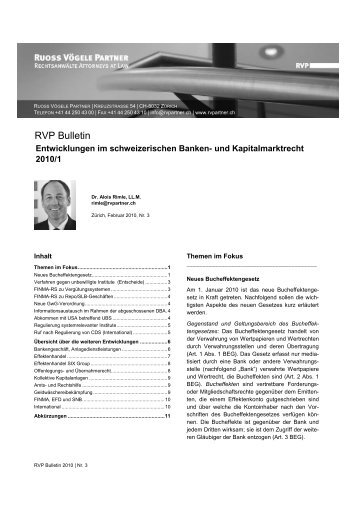und Kapitalmarktrecht 2010/1 - Ruoss Vögele Partner