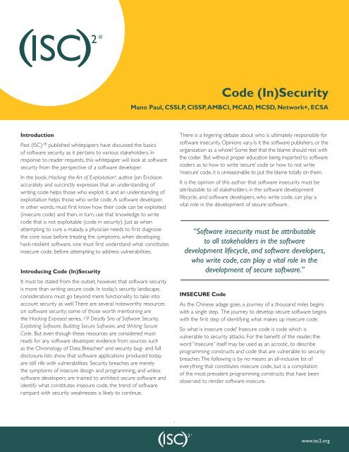 Code (In)Security - ISC