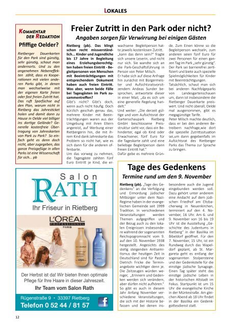 Unser Rietberg Ausgabe 15 vom 21. Oktober 2020