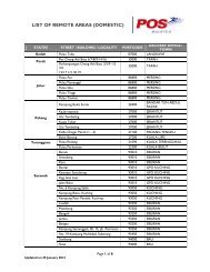 LIST OF REMOTE AREAS (DOMESTIC)