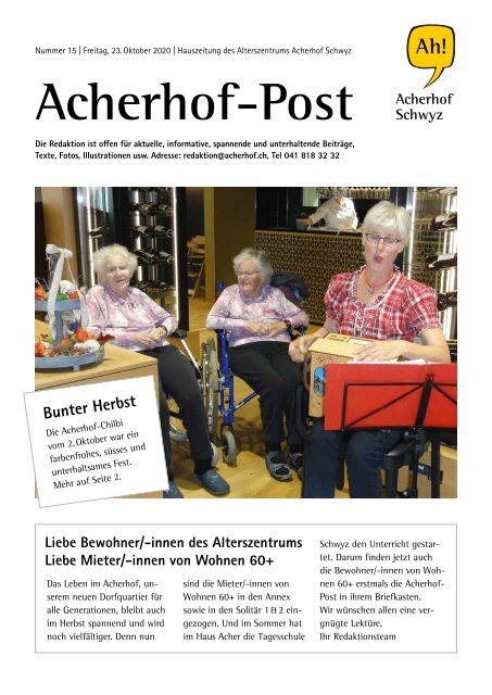 Acherhof-Post Nr. 15 | 23. Oktober 2020