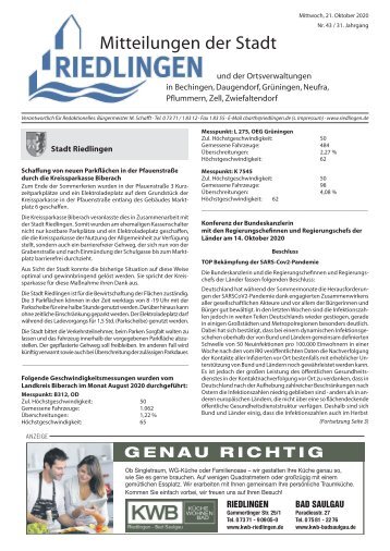 Amtliches Mitteilungsblatt Riedlingen 21.10.2020