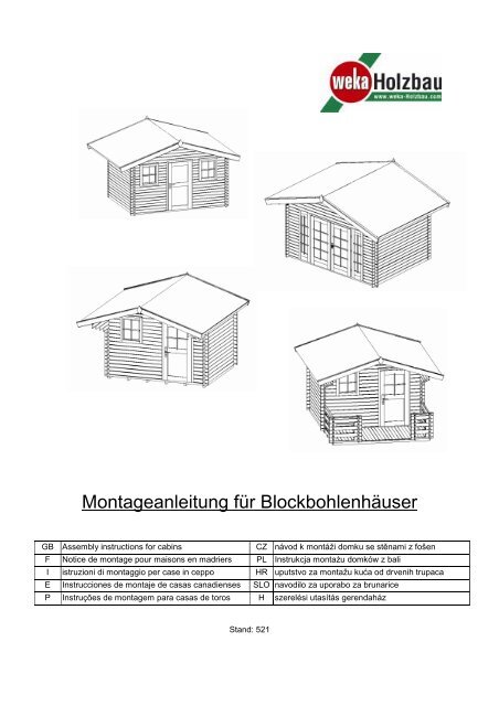 Montageanleitung für Blockbohlenhäuser - HolzLand Becker