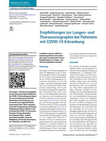 Empfehlungen zur Lungen- und Thoraxsonographie bei COVID-19