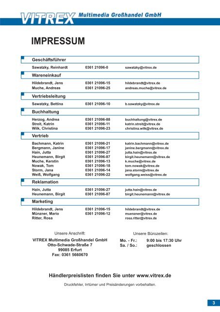 impressum - Vitrex Multimedia Großhandels GmbH