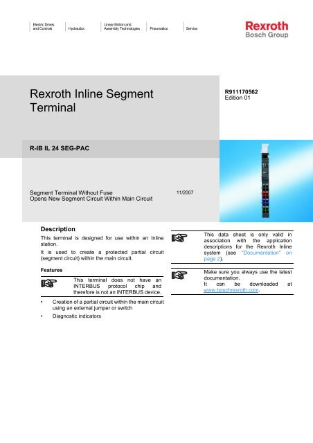 R-IB IL 24 SEG-PAC Documentation - Bosch Rexroth