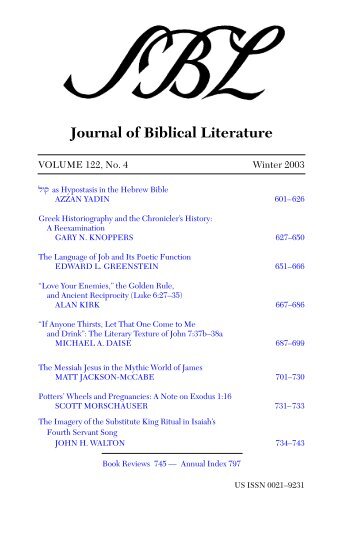 Journal of Biblical Literature - Society of Biblical Literature