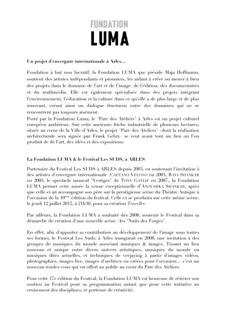 Dossier de presse 2012 - Les Suds à Arles