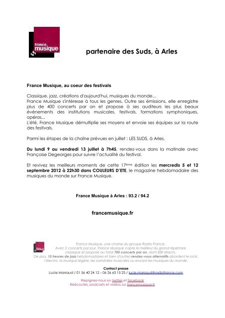 Dossier de presse 2012 - Les Suds à Arles