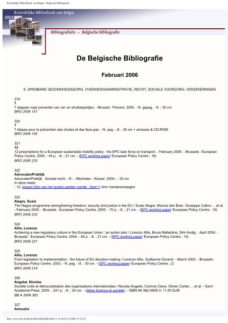 Koninklijke Bibliotheek van België : Belgische Bibliografie
