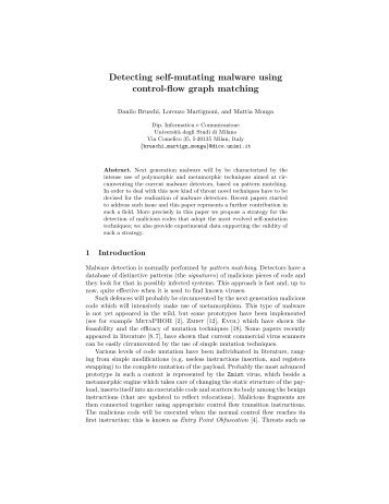 Detecting self-mutating malware using control-flow graph matching