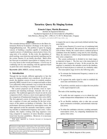 Tararira: Query By Singing System - Instituto de Ingeniería Eléctrica