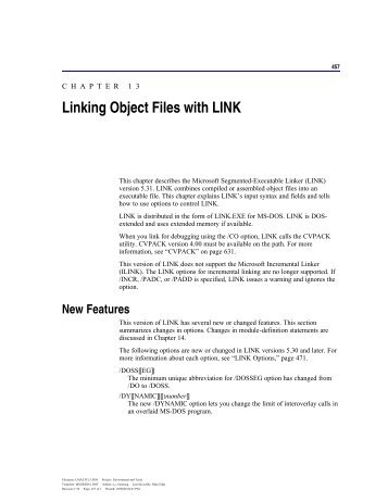 Ch. 13 - Linking Object Files with LINK