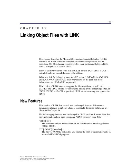 Ch. 13 - Linking Object Files with LINK