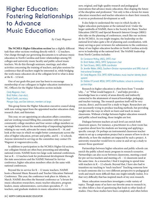 NC Music Educator Spring 2018