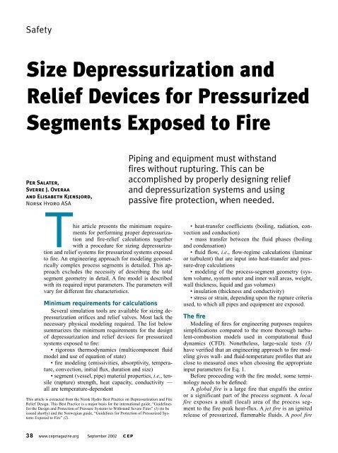 Size Depressurization and Relief Devices for Pressurized Segments ...