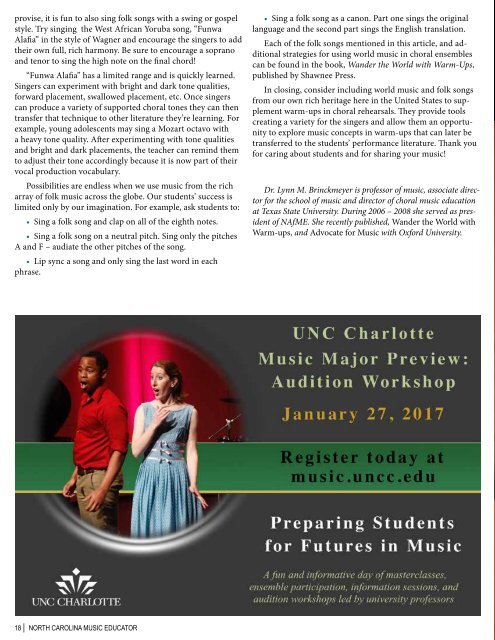 NC Music Educator Winter 2017