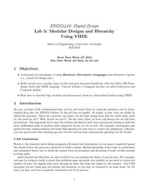 ENGG2410: Digital Design Lab 5: Modular Designs and Hierarchy ...