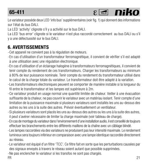 Manuel technique (pdf, 1.81 MB) - Niko
