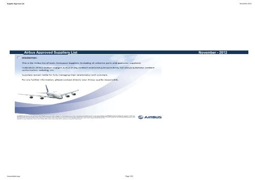 November 2012 Airbus Approved Suppliers List