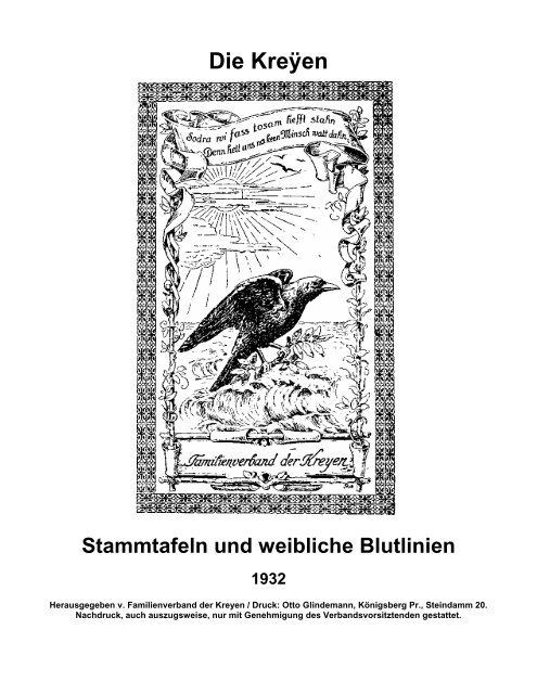 Die Kreÿen Stammtafeln und weibliche Blutlinien 1932 - Krey