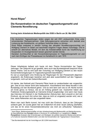 Die Konzentration im deutschen Tageszeitungsmarkt ... - DGB Nord