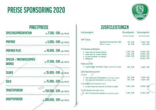 SC DHfK Sponsorenpakete 2020