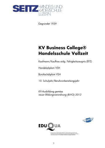 KV Business College® Handelsschule Vollzeit - SEITZ Handels