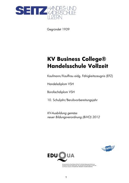 KV Business College® Handelsschule Vollzeit - SEITZ Handels