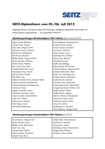 SEITZ-Diplomfeiern vom 05./06. Juli 2012